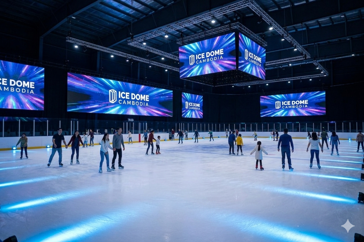 Ice Dome Cambodia Rink with Skaters